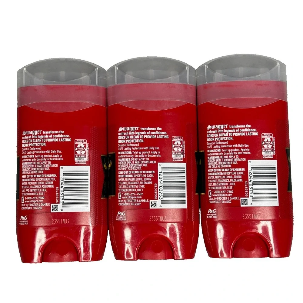 Old Spice Swagger Cedarwood Aluminum Free Deodorant Lot of 3-Pack New 3oz 85g